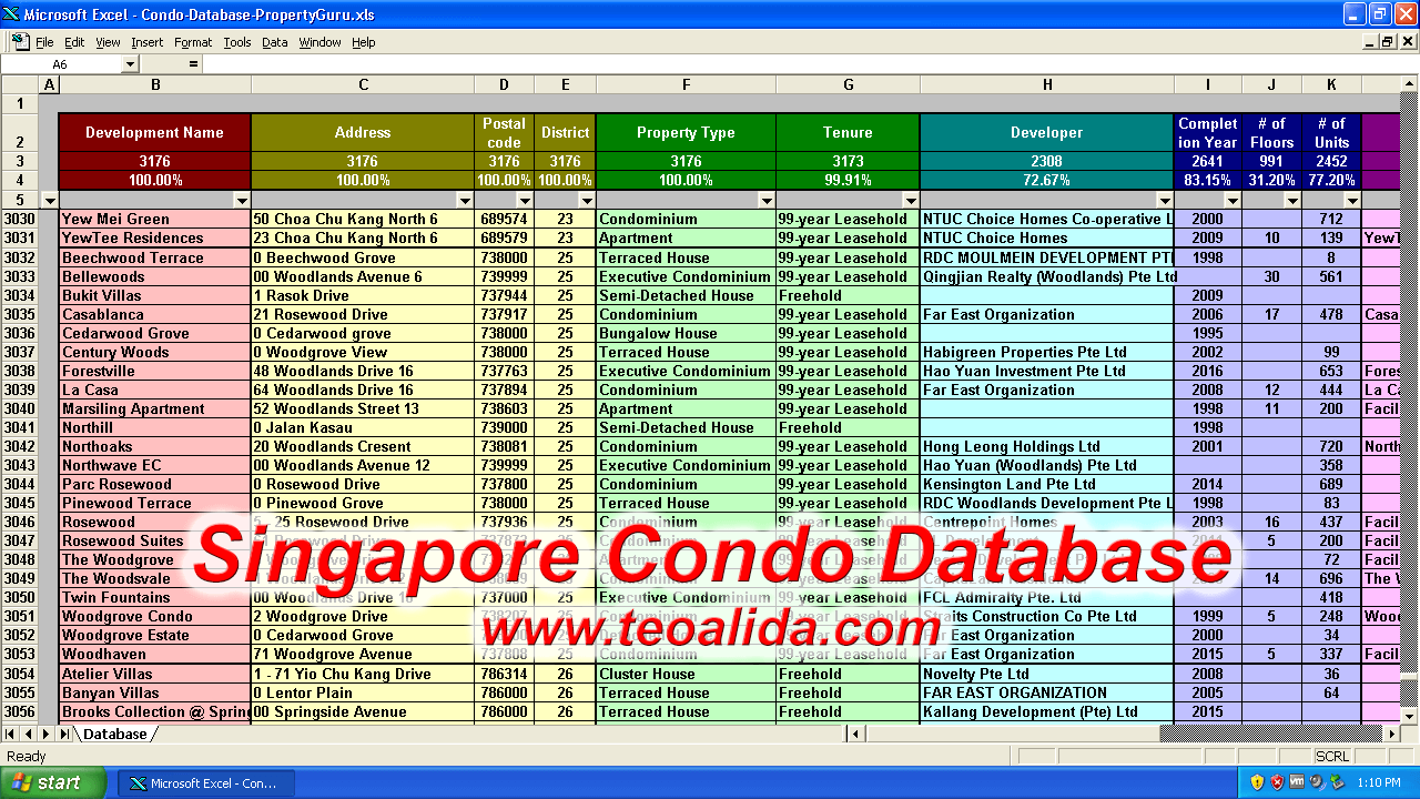 新加坡公寓数据库