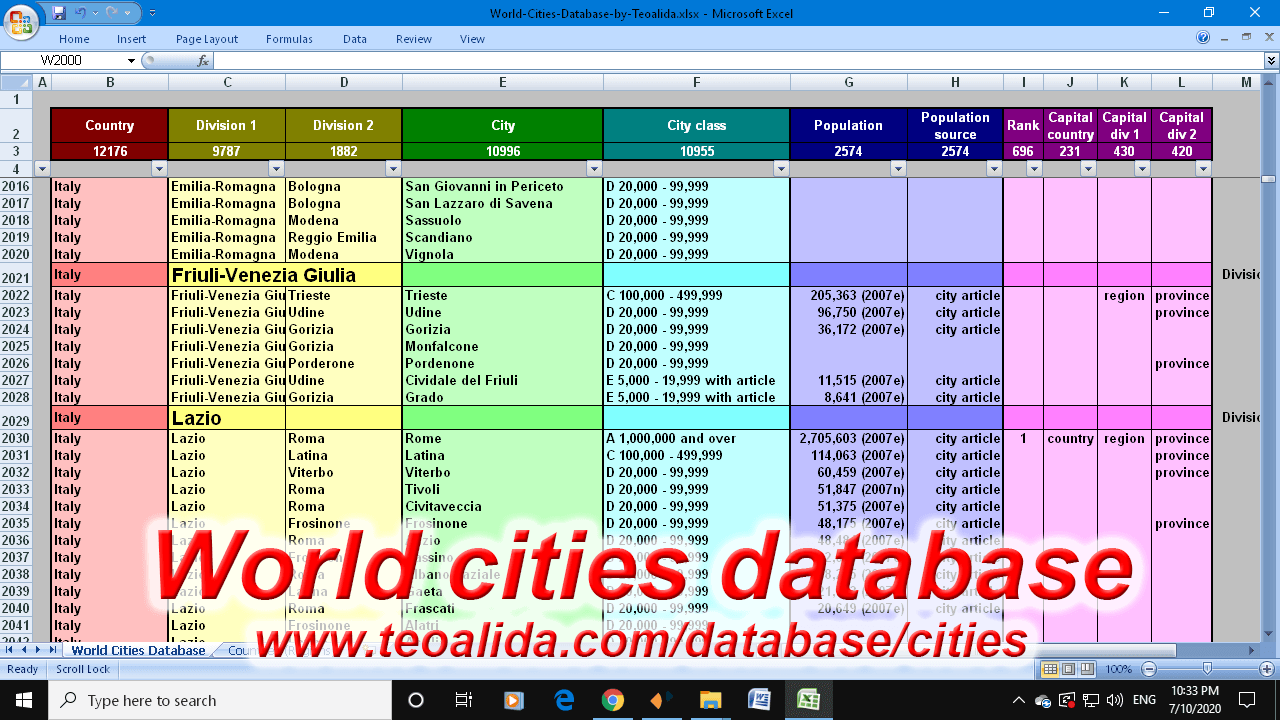 世界城市数据库